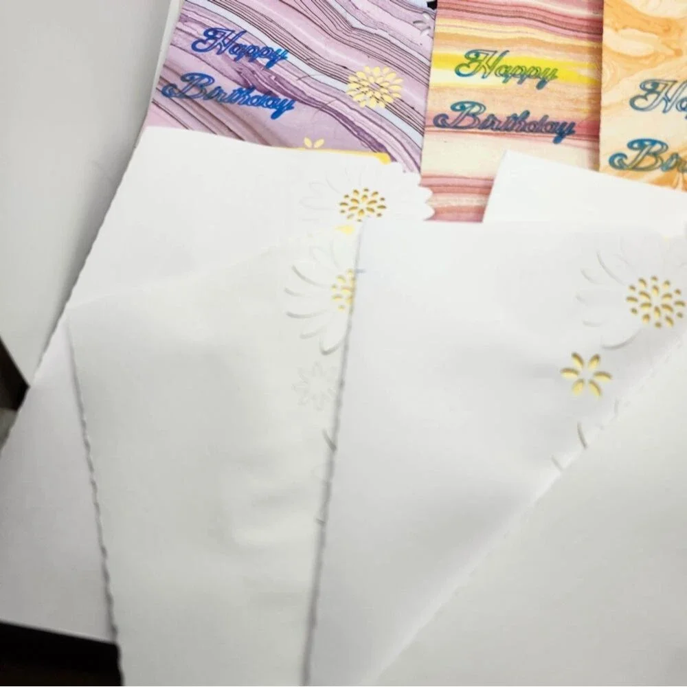 Hand Crafted Colorful Floral Birthday Cards Set of 12